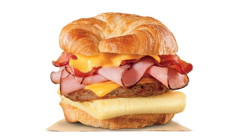 Burger King's Fully Loaded Croissan'wich on napkin