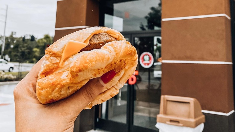 Handheld croissant sandwich at Dunkin'