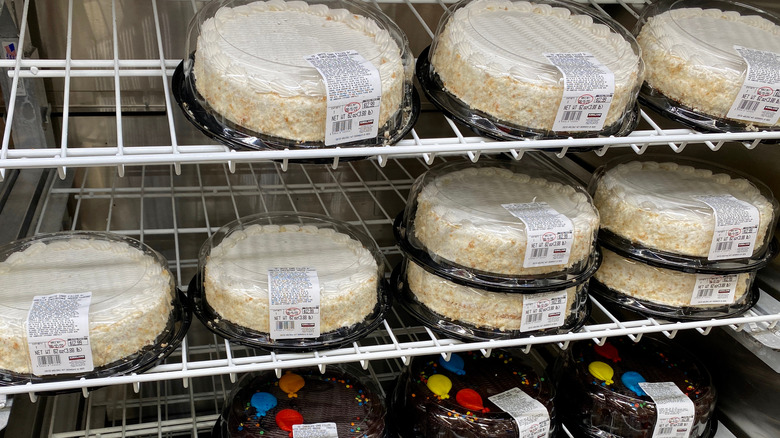 Stacks of cheesecakes at Costco 