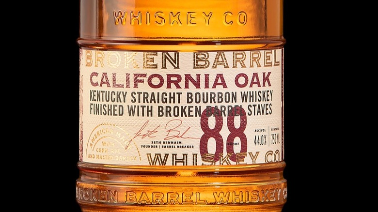 broken barrel california oak bourbon bottle