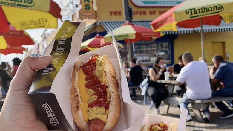 Nathan's Coney Island hot dog