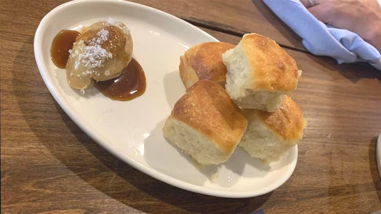 Small biscuits on restaurant plate