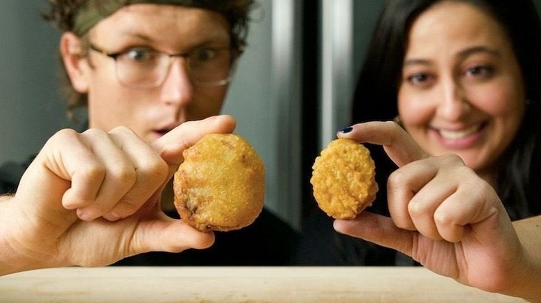 Chefs Josh and Nicole with chicken nuggets