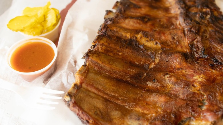 ribs with barbecue on side