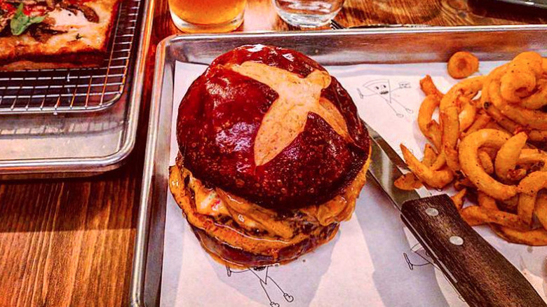 Pretzel burger at Emily