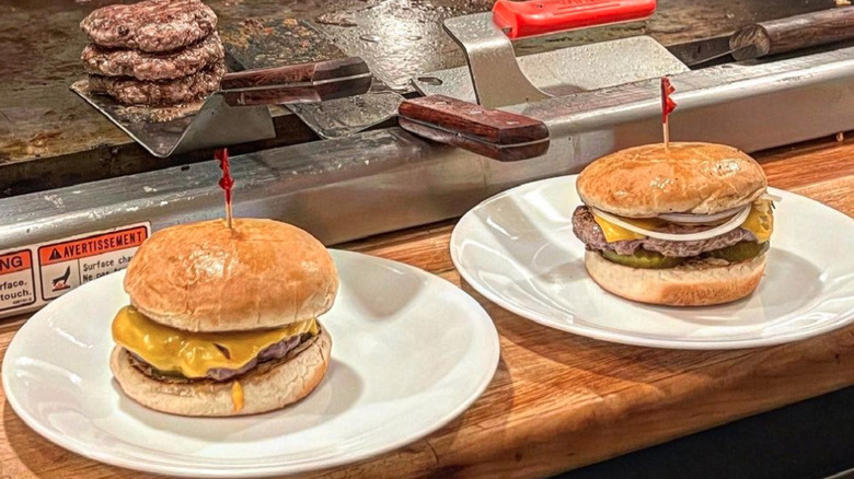 Burgers and griddle at S&P Lunch