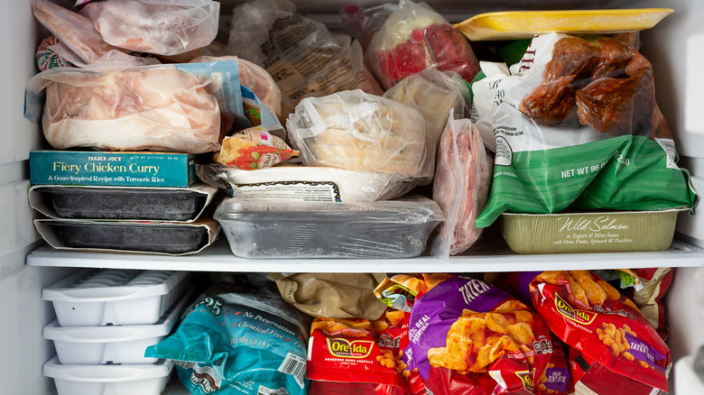 Food packed into freezer