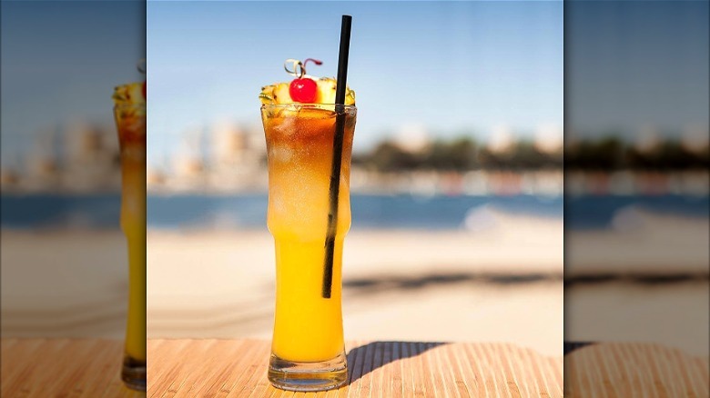 mai tai cocktail with straw