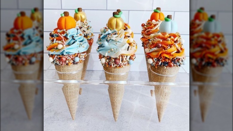 colorful ice cream cones sprinkles