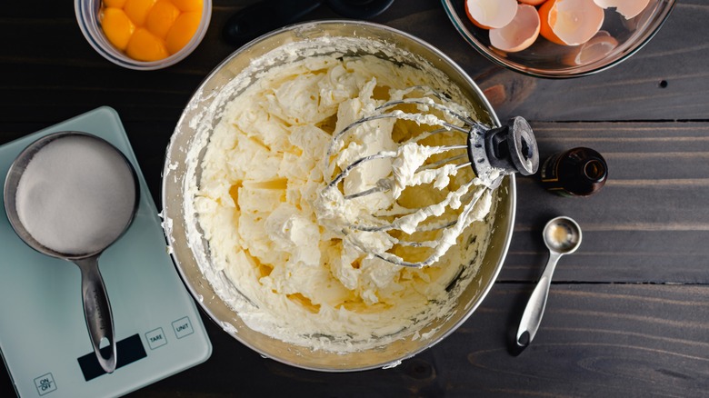 Frosting in mixing bowl