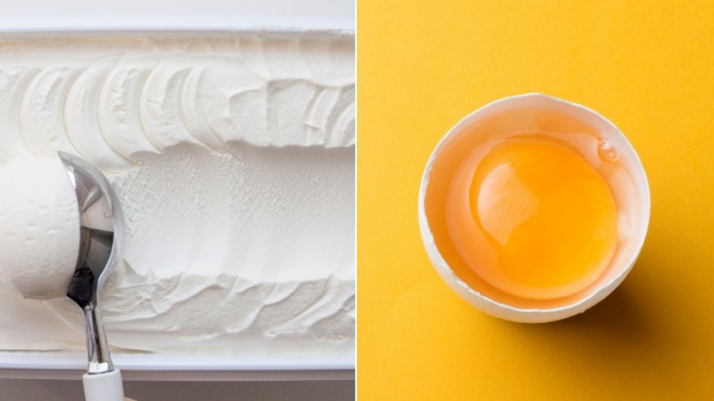 Vanilla ice cream and egg yolk