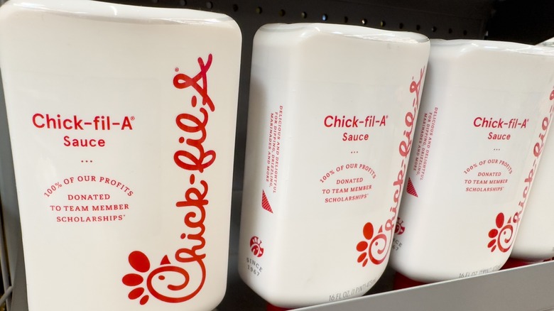 Chick-fil-A sauce on a shelf