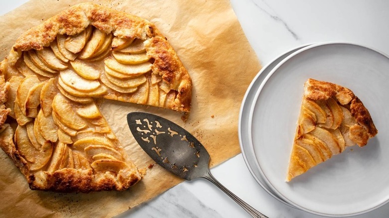 Apple galette slice on plate