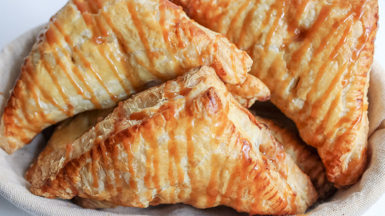 Caramel apple turnovers in bowl