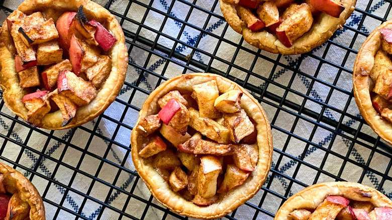 Mini pies on wire rack