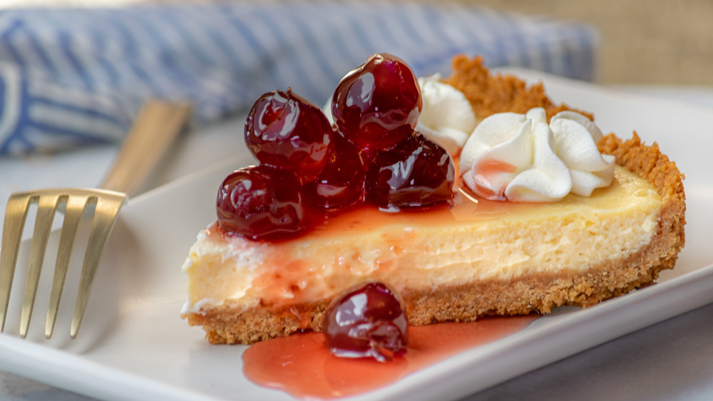 cheesecake cherries on plate