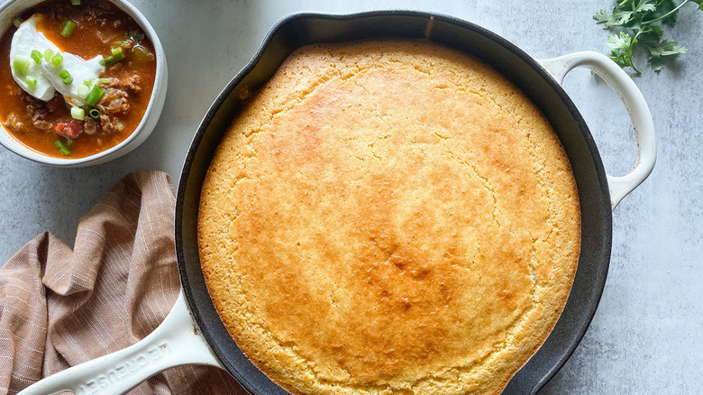 Cornbread in cast iron pan