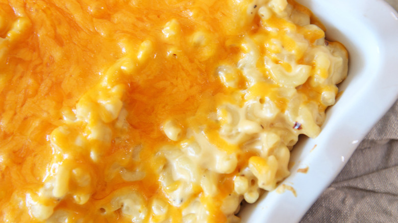 Pan of macaroni and cheese