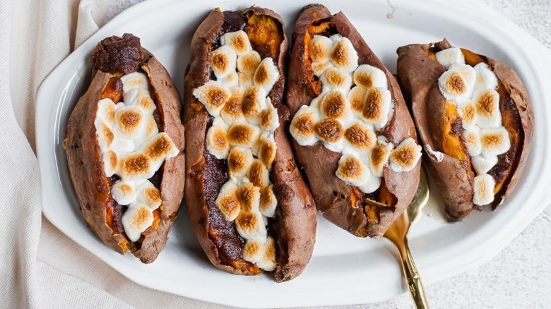 Baked sweet potatoes with marshmallows