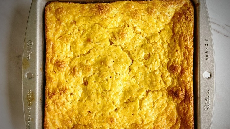 Corn casserole in pan