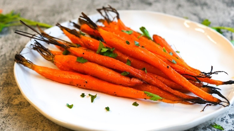 Roasted carrots on plate