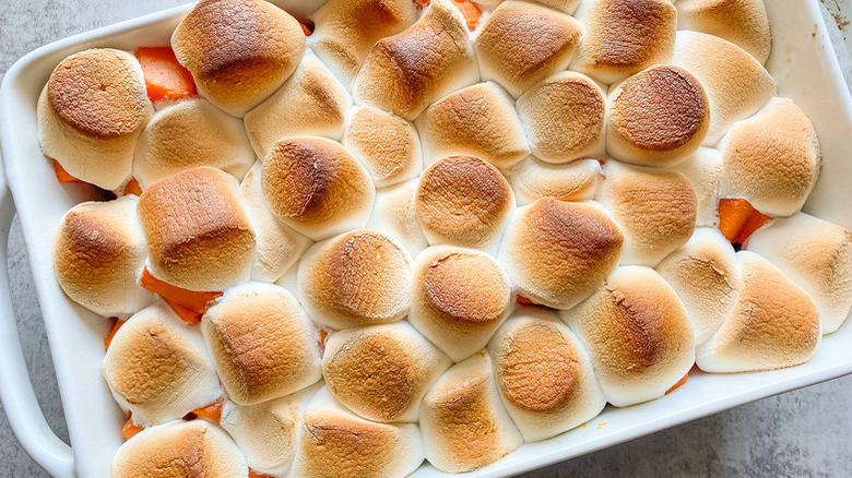 Marshmallow-topped yams in pan