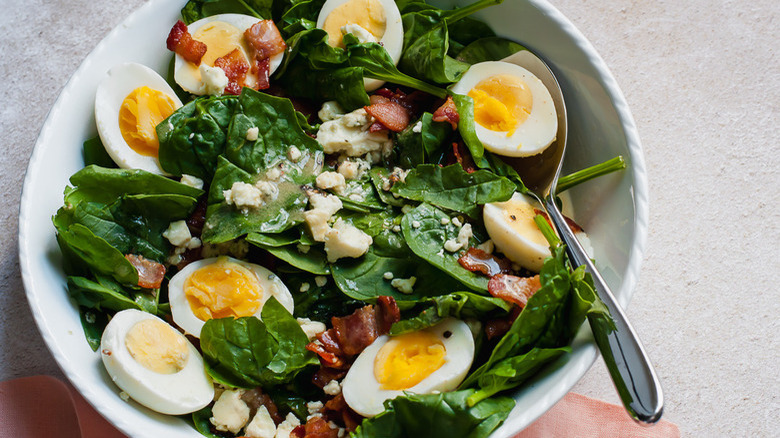 Spinach, bacon, and egg salad