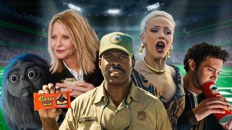 Collage of various super bowl food ads from 2025