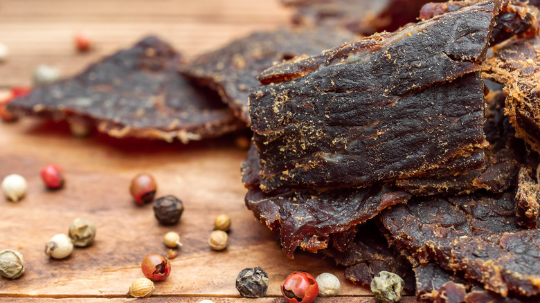 beef jerky closeup