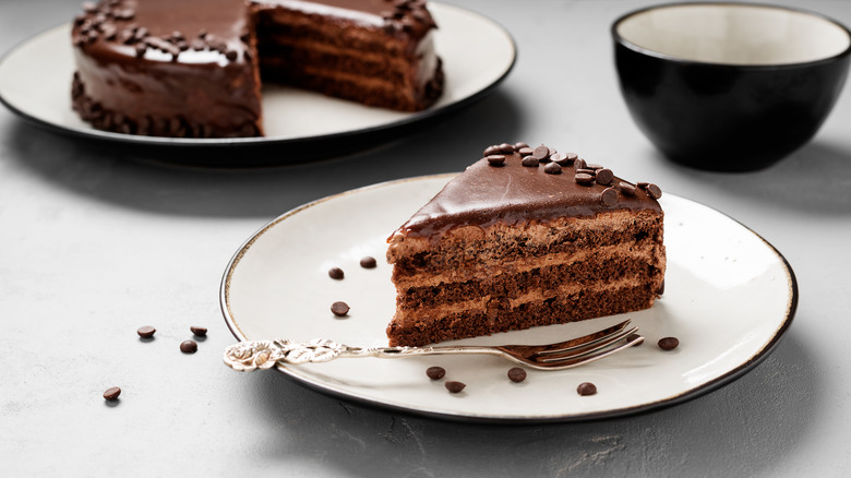 chocolate birthday cake slice