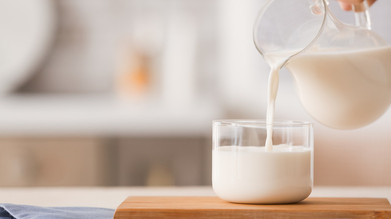 milk poured into glass