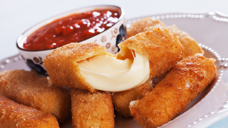 Mozzarella sticks gooey cheese