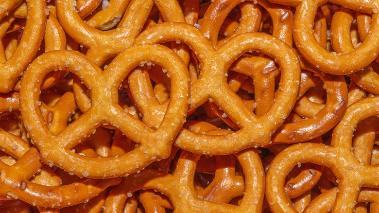 crunchy pretzels closeup