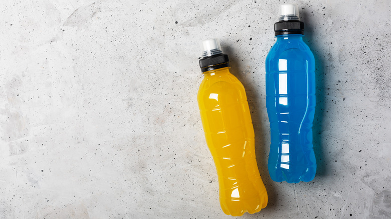 colorful sports drinks bottles