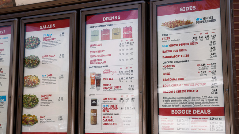 Wendy's menu 