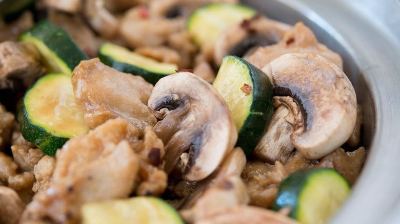 Panda Express Mushroom Chicken in white bowl