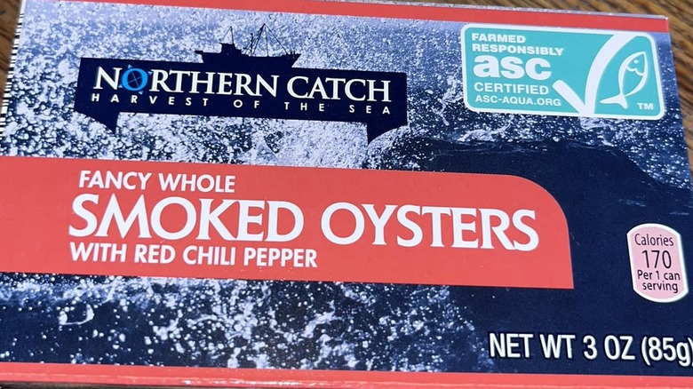 Box of Northern Catch Smoked Oysters with red chili pepper