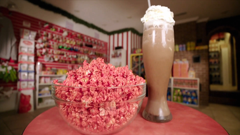 spicy popcorn and tall milkshake