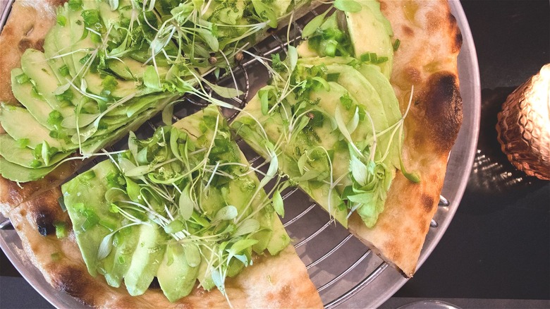 Avocado pizza at restaurant