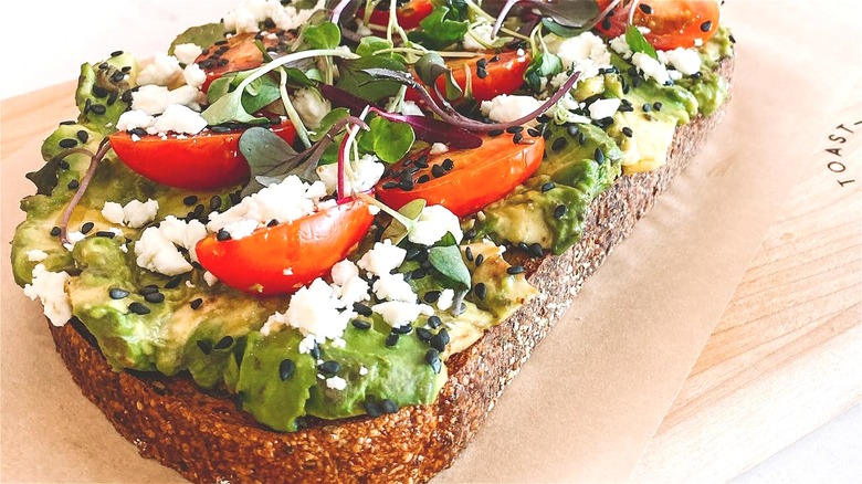 Colorful fresh avocado toast