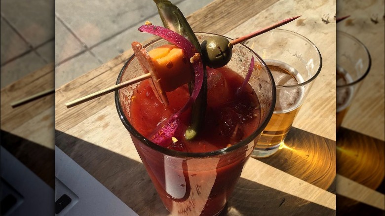 Close-up of bloody mary at Reno