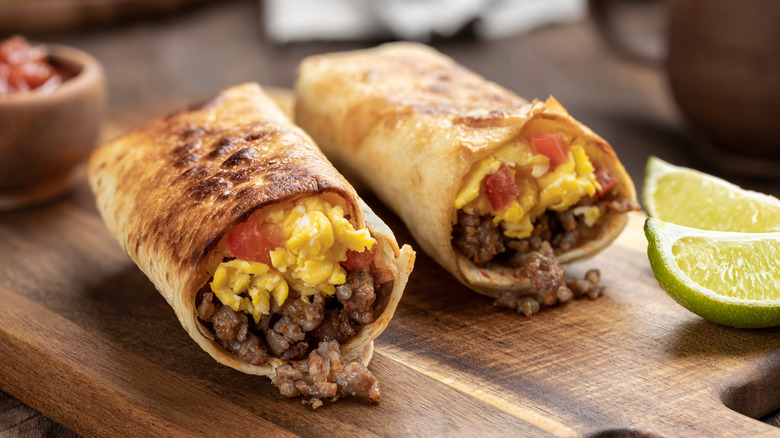 sausage and egg breakfast burrito