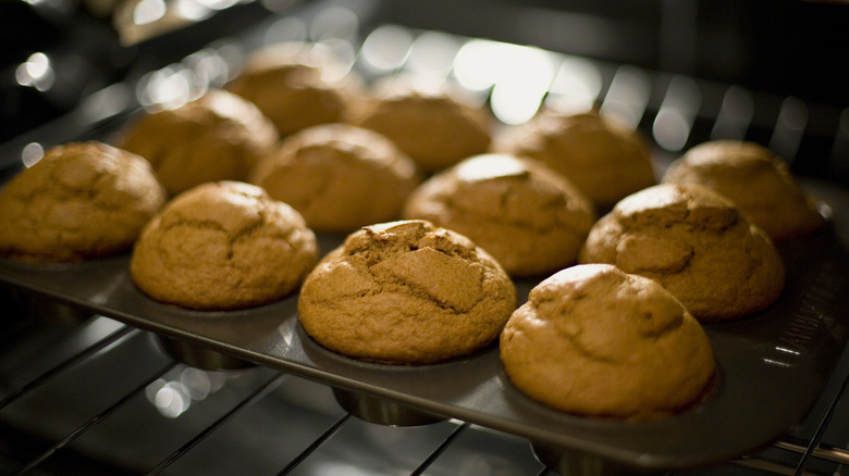 pumpkin muffins in oven