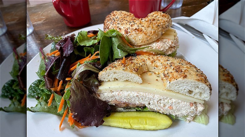 Bagel sandwich white plate