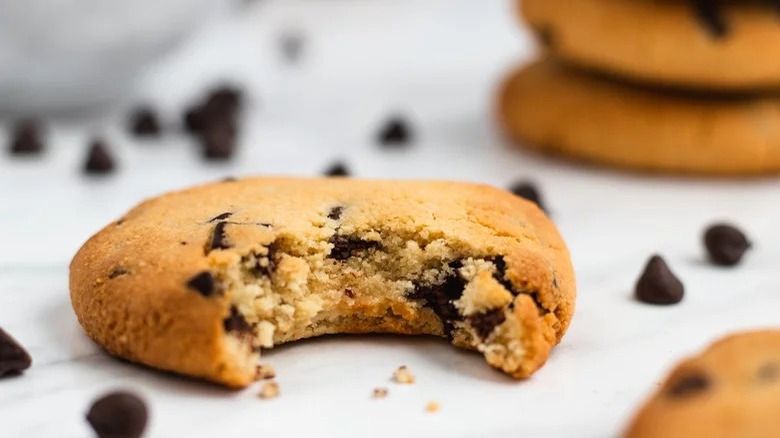 bite into a Almond Flour Chocolate Chip Cookie