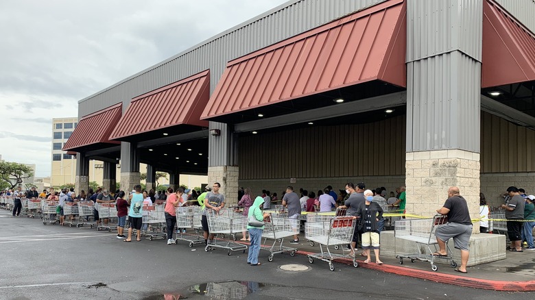 customers lined up outside Costco