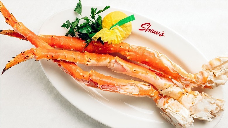 crab legs on Shaw's plate