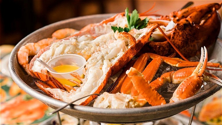 seafood platter with crab legs