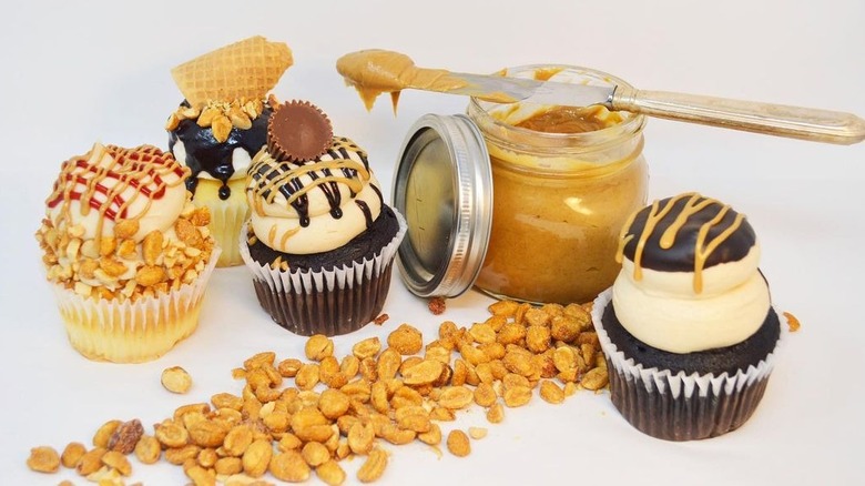 cupcakes, peanuts, and peanut butters