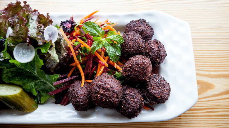 plate of falafel and salad